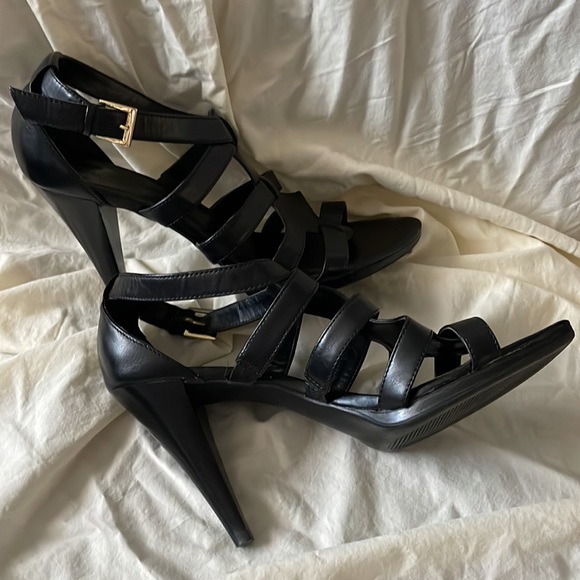 FRANCO FORTINI BLACK LEATHER HEELED SANDALS SIZE 8 - Picture 4 of 10